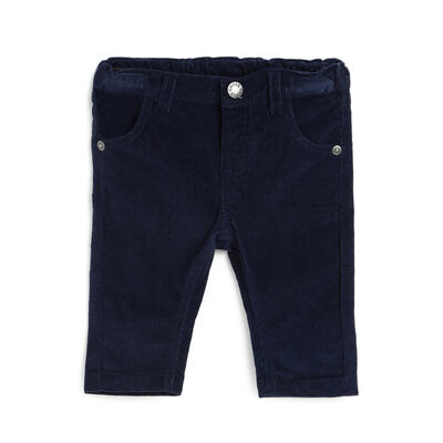 Boys Dark Blue Solid Long Trouser